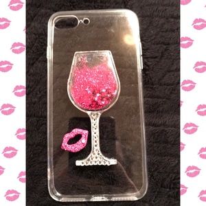 PINK GLITTER WINE CASE FOR IPHONE 7 PLUS/8 PLUS
